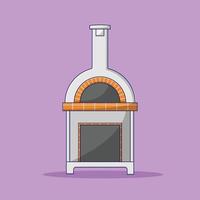 Pizzaofen-Vektorsymbol-Illustration mit Umriss für Designelement, ClipArt, Web, Zielseite, Aufkleber, Banner. flacher Cartoon-Stil vektor