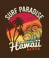 surfa paradis hawaii strand t-shirt design vektor