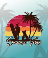 Retro-Vintage-Sommer-Vibes-T-Shirt-Design vektor