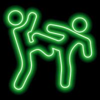 grüner Neonumriss, zwei Personen, die sich mit Freestyle-Wrestling beschäftigen. Sportler, kämpfen vektor