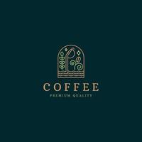 kaffe med linje stil logotyp ikon designmall platt vektor