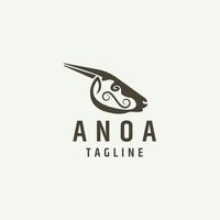 anoa huvud logotyp ikon design mall platt vektor illustration