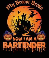 bartender t-shirt design för halloween vektor