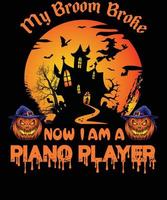 piano spelare t-shirt design för halloween vektor