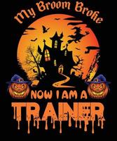 tränare t-shirt design för halloween vektor