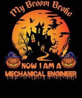 Maschinenbauingenieur-T-Shirt-Design für Halloween vektor