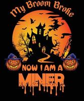 gruvarbetare t-shirt design för halloween vektor