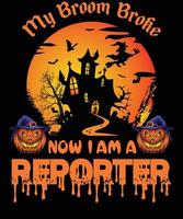 reporter t-shirt design för halloween vektor