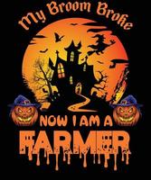 jordbrukare t-shirt design för halloween vektor