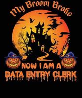 data inträde kontorist t-shirt design för halloween vektor