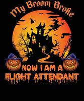 flyg skötare t-shirt design för halloween vektor