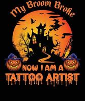 tatuering konstnär t-shirt design för halloween vektor