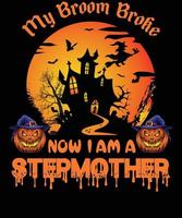 styvmor t-shirt design för halloween vektor