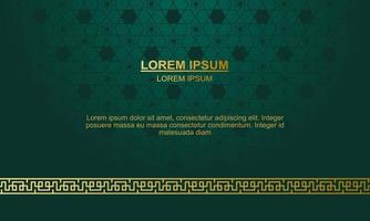 islamic lyx gyllene prydnad gräns arabesk mönster grön bakgrund vektor