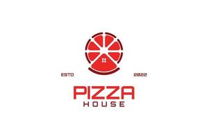 Flache Pizzahaus-Logo-Design-Vektor-Illustration-Idee vektor