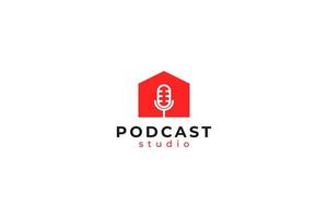 Flat House Voice Podcast Logo Design Vektor Illustration Idee