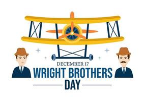 wright bröder dag på december 17:e mall hand dragen tecknad serie illustration av de först framgångsrik flyg i en mekaniskt drivs flygplan vektor