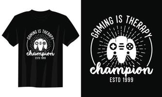 Gaming ist Therapie-Gaming-T-Shirt-Design, Gaming-Gamer-T-Shirt-Design, Vintage-Gaming-T-Shirt-Design, Typografie-Gaming-T-Shirt-Design, Retro-Gaming-Gamer-T-Shirt-Design vektor