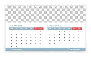 2023 Jahre Vektor einfaches Layout Tischkalender