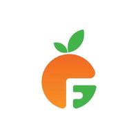brev f orange frukt natur logotyp vektor