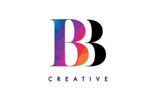 bb-briefdesign mit kreativem schnitt und bunter regenbogentextur vektor