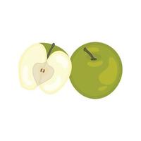 isolerat på en vit bakgrund är hela, halv, färsk skivor, och skivor av grön äpple. vektor