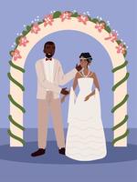 afro amerikan bröllop par vektor
