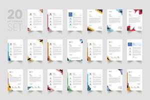 modernes Briefkopf-Bundle Ihres Corporate-Projektdesigns. kreatives 20-Briefkopf-Paket. vektor