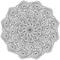 abstraktes symmetrisches Mandala, Zen-Malseite mit einfachen linearen Wirbeln vektor