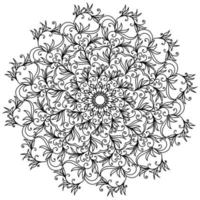 kontur klotter mandala med virvlar och blomma kronblad, zen färg sida för kreativitet vektor