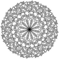 rundes Mandala mit rechteckigen Elementen, Zen-Malseite mit Streifenmustern vektor