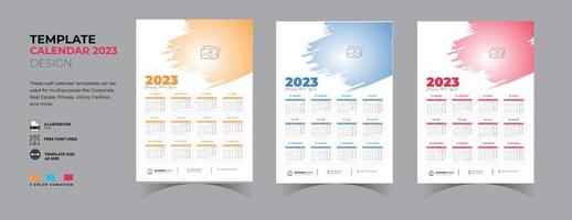 2023 einseitiger Wandkalender 3 Farbvariationen Kalenderdesign vektor