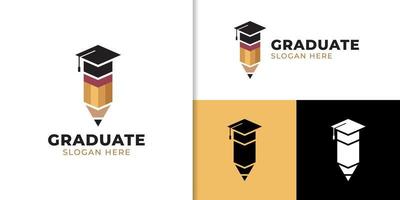 kreativ akademisk gradering logotyp element med penna och keps utbildning logotyp för skola, universitet, högskola, examen vektor