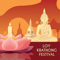 loy krathong festival baner vektor