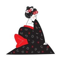 geisha japansk karaktär vektor