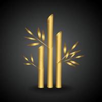 gyllene mockups. guld bambu med svart bakgrund vektor