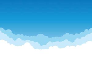 weiße Wolken der Vektorlandschaft auf flachem Artdesign des blauen Himmels für Hintergrund vektor