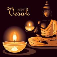 glückliche Vesak-Grußkarte vektor