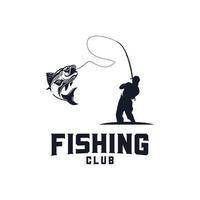 fiskare silhuett logotyp design mall vektor