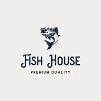 Fischhaus-Restaurant-Logo-Design-Vorlage vektor