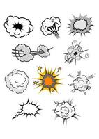 Explosionen und komische Wolken vektor