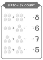 match efter antal cupcake, spel för barn. vektor illustration, utskrivbart kalkylblad