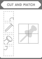 klipp och matcha delar av tryckstift, spel för barn. vektor illustration, utskrivbart kalkylblad