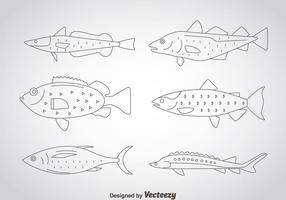 Fisch Thin Outline Icons vektor