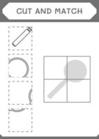 skära och matcha delar av förstoringsglas, spel för barn. vektor illustration, utskrivbart kalkylblad
