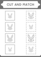 schneiden und passen teile von kaninchen, spiel für kinder. Vektorillustration, druckbares Arbeitsblatt vektor