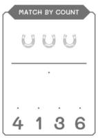 match efter antal hästsko, spel för barn. vektor illustration, utskrivbart kalkylblad