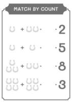 match efter antal hästsko, spel för barn. vektor illustration, utskrivbart kalkylblad