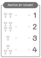 match efter antal troféer, spel för barn. vektor illustration, utskrivbart kalkylblad