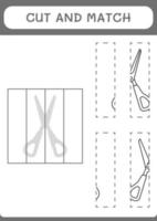Teile der Schere schneiden und zusammenpassen, Spiel für Kinder. Vektorillustration, druckbares Arbeitsblatt vektor